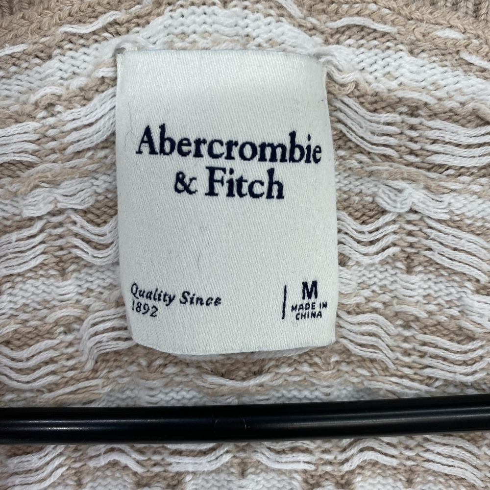 Abercrombie & Fitch Sweater Vest Womens M Beige Cotton V Neck Geometric Knit - Picture 5 of 13